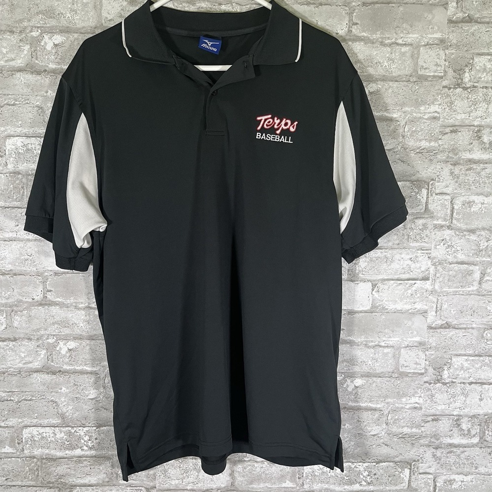 Mizuno polo shirt featuring an embroidered "Terps Baseball" logo Size Large